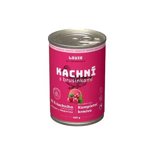 Louie Dog konz. Kachní s brusinkami a prebiotiky 400g