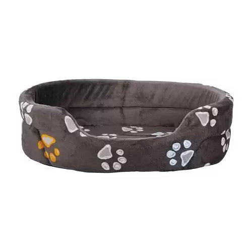 Oválný pelech JIMMY, taupe-šedý s tlapkami 55 x 45 cm