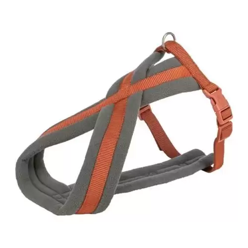 Nylonový postroj PREMIUM podšitý, rezavá/grafit L-XL:hruď:70-110cm/25mm