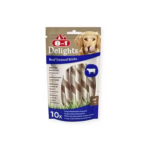 Pochoutka 8in1 Delights Beef Twisted Sticks 10ks