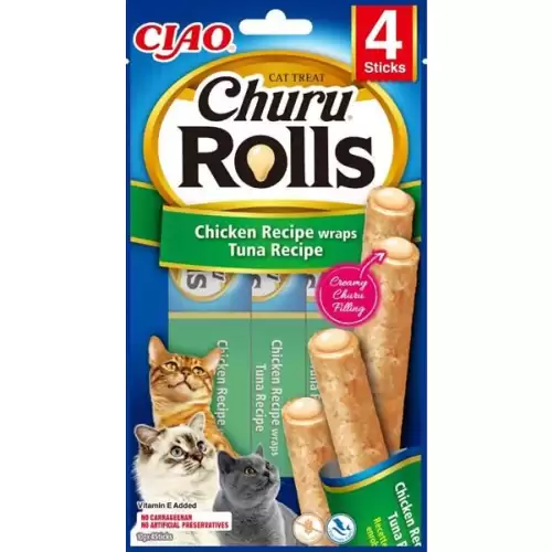  Inaba Churu Rolls cat snack kuře a tuňák 4x10 g