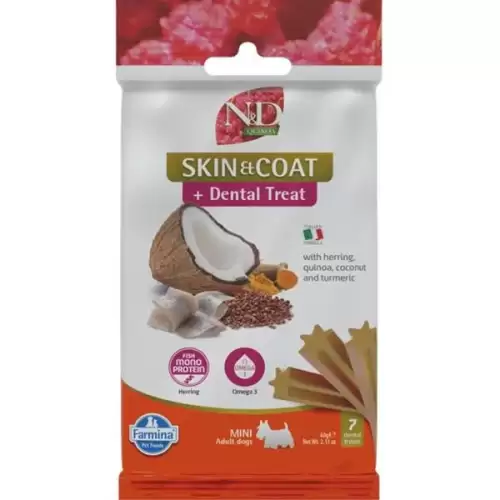 N&D QUINOA Dog Dental Snack Skin & Coat Herring Mini 60 g
