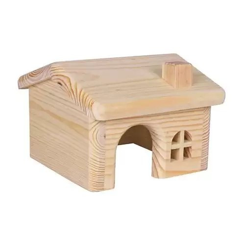 Dřevěný domek se sedlovou střechou pro myši a křečky 15x11x15cm