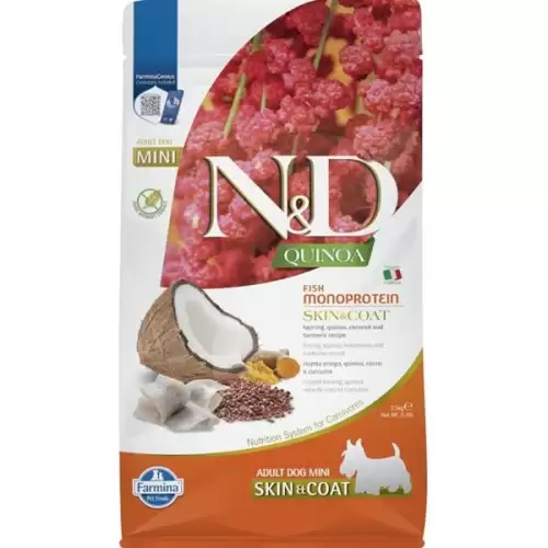  N&D QUINOA Dog GF Skin & Coat, Herring & Coconut Adult Mini 2,5 kg
