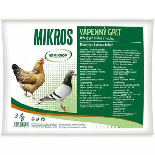  Mikros vápenný grit pro drůbež a holuby 3kg