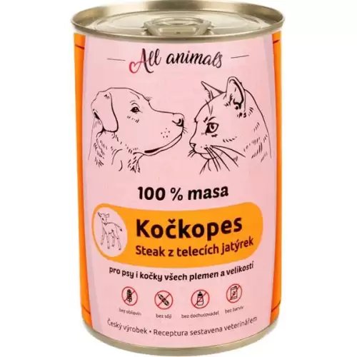  ALL ANIMALS Kočkopes konz. telecí játrový steak 400g