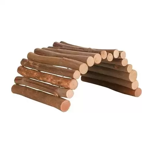 Dřevěný most z kulatých dřívek, nastavitelný 28 x 17 cm, např. morče a činčila