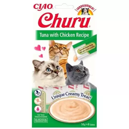  Inaba Churu cat snack Tuňák & Kuře 4x 14g