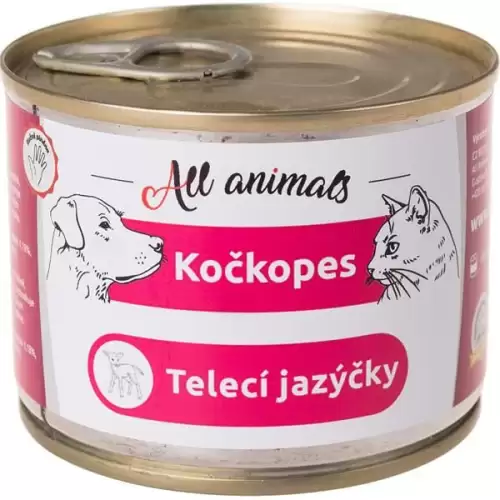  ALL ANIMALS Kočkopes konz. telecí jazýčky 200g