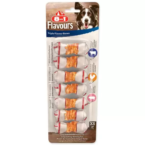 Pochoutka 8in1 Triple Flavour kost žvýkací XS 7ks