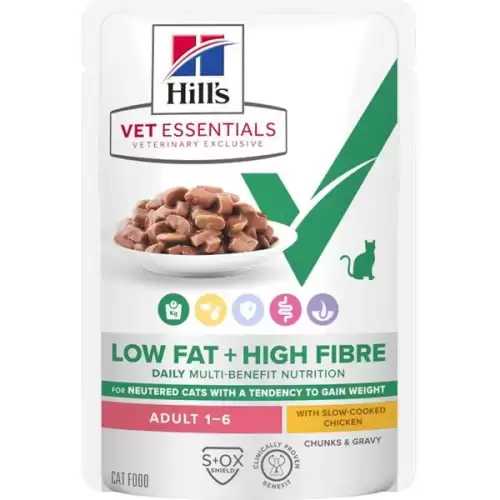  Hill's VetEssentials LOW FAT + HIGH FIBRE Adult Chicken kapsička 12 x 85 g