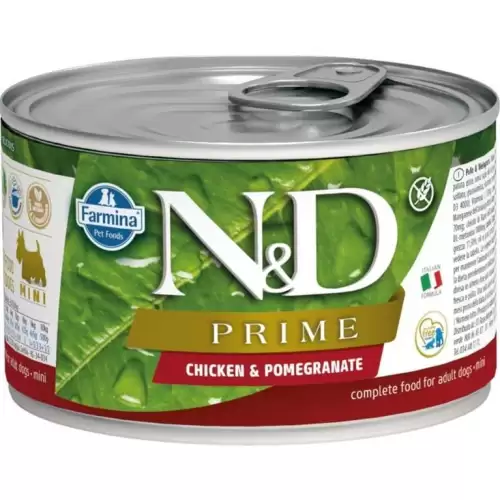  N&D PRIME Dog konz. Chicken & Pomegranate Mini 140 g