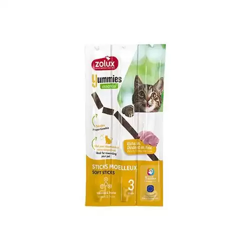 Pochoutka kočka YUMMIES krůtí a játra 3ks Zolux