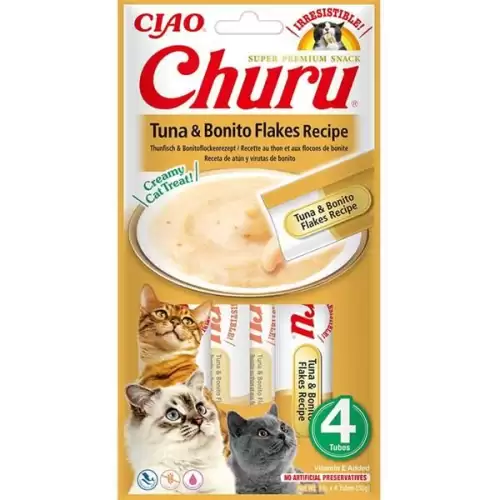 Inaba Churu cat snack tuňák & Bonito vločky 4x 14g