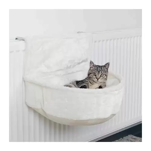 Závěsné plyšové lůžko na topení hluboké 45x13x33 cm bílé