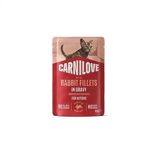Carnilove Cat Pouch Gravy Rabbit+Marigold Kittens 85g