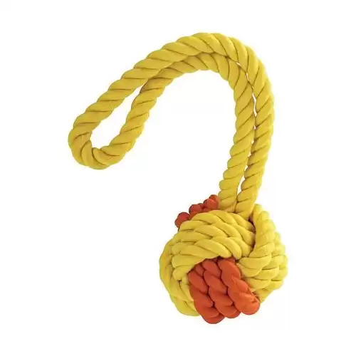 Kombinovaný Monty míč přírodní guma a bavlna s poutkem HipHop ø 6,5 cm/ 24 cm, žluto/oranžová