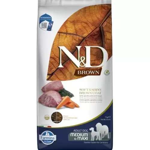  N&D BROWN Dog GF Lamb, Spirulina & Carrot Adult Medium & Maxi 7 kg