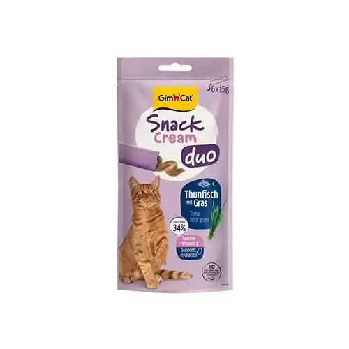 GimCat Snack Cream Duo tuňák&tráva 6x15g