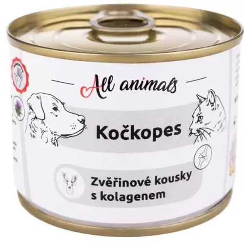  ALL ANIMALS Kočkopes konz. zvěřinové kousky s kolagenem 200g