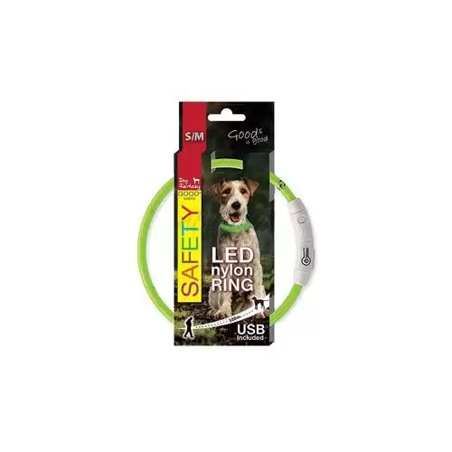 Obojek DOG FANTASY světelný USB zelený 45cm 1ks