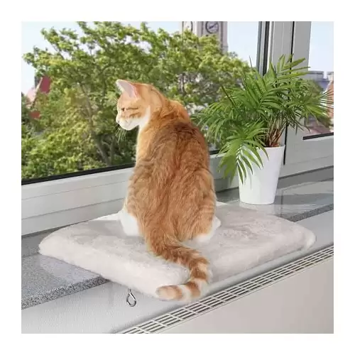 Plyšové lehátko na parapet, sv.šedé 51x36 cm