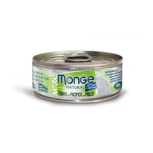 MONGE NATURAL kousky tuňáka s kuřecím masem pro kočky 80 g