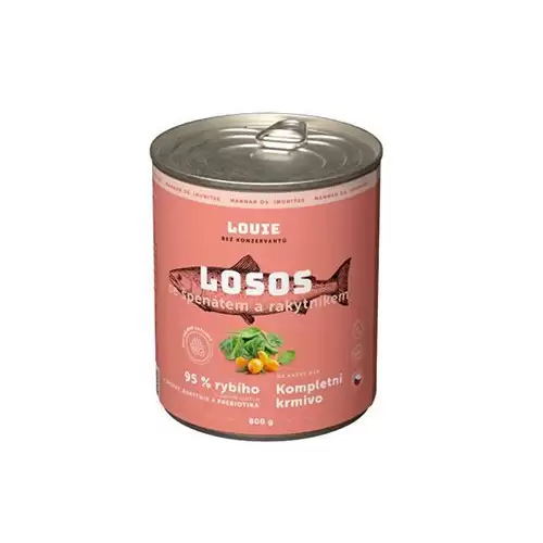 Louie Dog konz. Losos s rakyt.špenátem,prebiotiky 800g