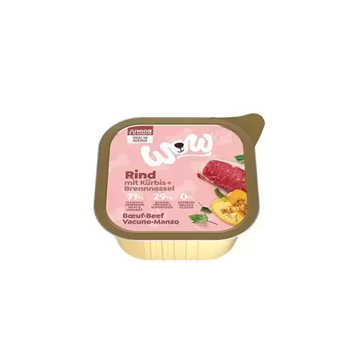 WOW Dog paštika Junior hovězí s dýní 150g