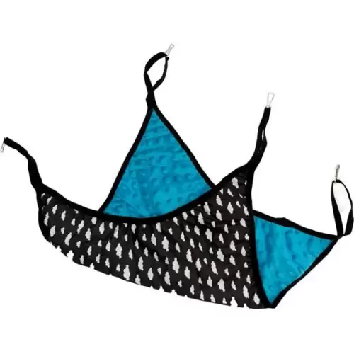  Pelech dr.savec závěsný loďka, černobílé mráčky, tyrkysová minky 30x30cm