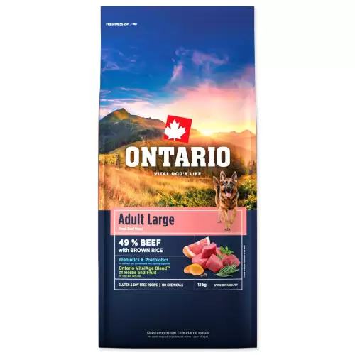 Krmivo Ontario Adult Large Beef & Brown Rice 12kg