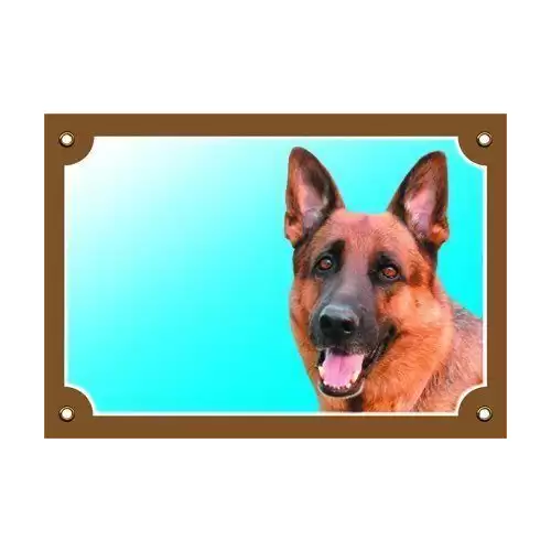 Barevná cedulka Pozor pes, Německý ovčák zepředu