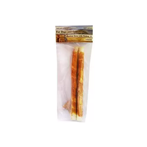 Pochoutka Tyčinka z buvolí kůže s kuř. masem 28cm/2ks