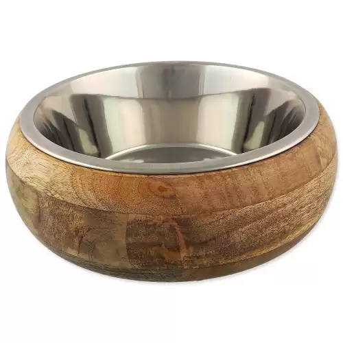 Miska Dog Fantasy nerez v dřevě, zaoblená 400ml