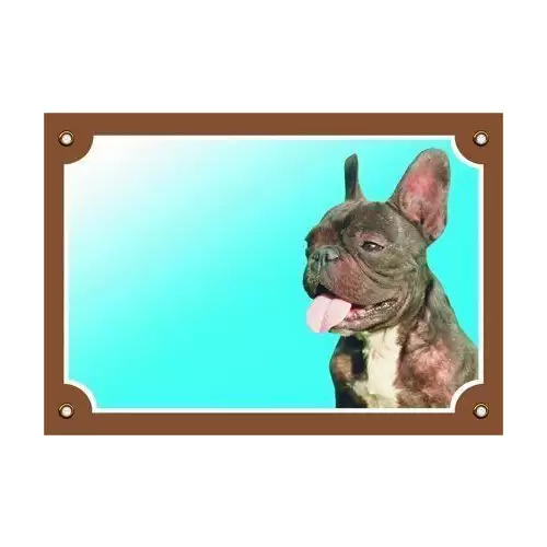 Barevná cedulka Pozor pes, Francouzský buldoček tmavý