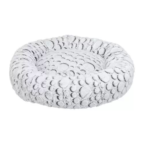 MILA kulatý plyšový pelech, bílá/šedá ø 60 cm