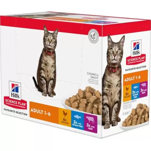  Hill's Science Plan Feline Adult kapsička Chicken + Beef + Ocean Fish 12 x 85 g
