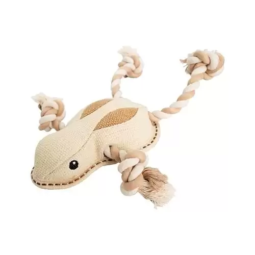 Žába na laně HipHop Dog, 33 cm, robustní hračka pro psy, tkaná látka, přírodní