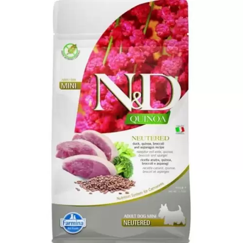  N&D QUINOA Dog GF Duck, Broccoli & Asparagus Neutered Adult Mini 800 g