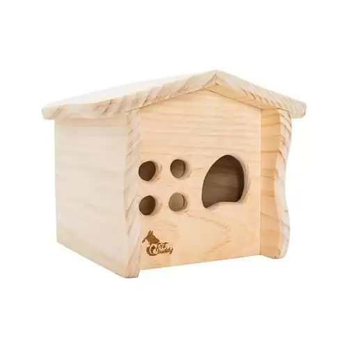 PetBuddy chaloupka přírodní, 20 x 18.5 x 16.5 cm, borové dřevo