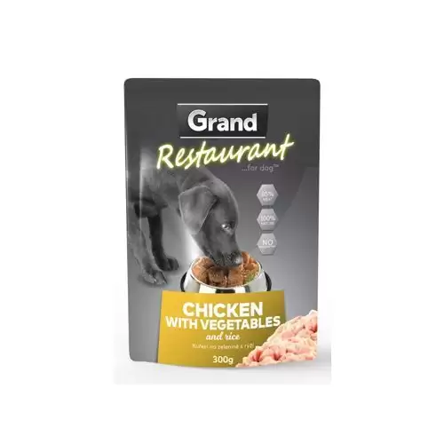 GRAND Dog kapsa Restaurant kuřecí na zelenině 300g