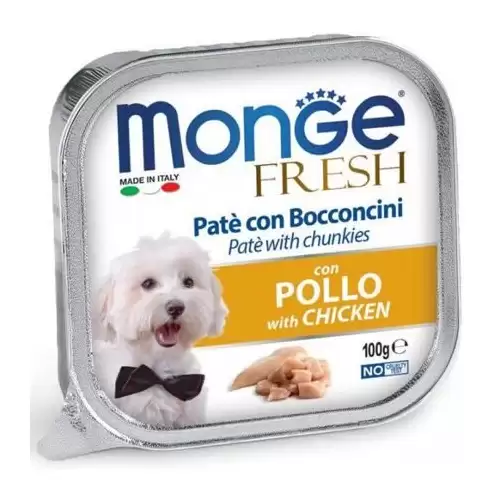 MONGE FRESH - paštika a kousky s kuřecím 100 g pro psy