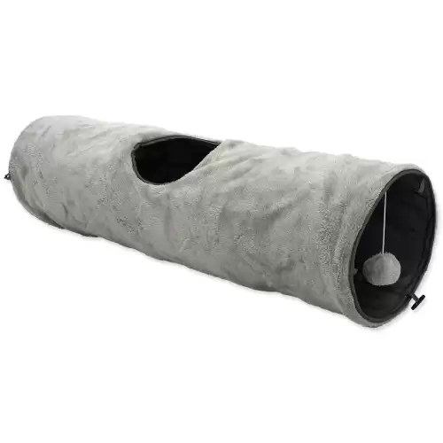 Tunel Magic Cat plyš šustící šedý 90x24cm