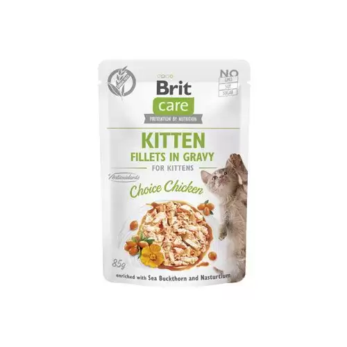 Brit Care Cat Fillets in Gravy Kitten Choi.Chicken 85g