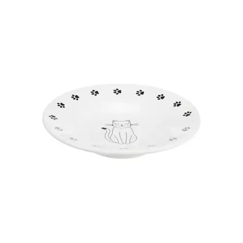 Keramická miska-talířek pro krátkonosé kočky, bílá 0,2l/15cm