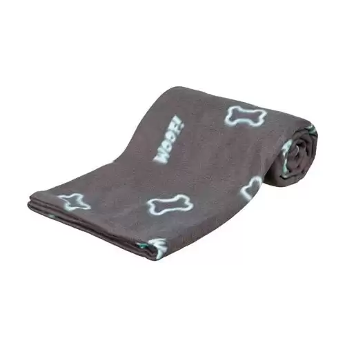 Flísová deka BARNEY 150x100cm - šedá s modrými kostičkami