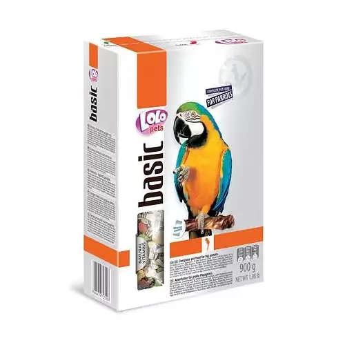 LOLO Foody kompletní krmivo pro velké papoušky 900 g krabička