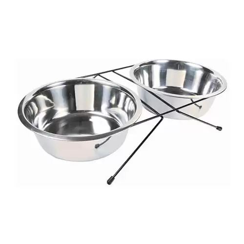 Nerez stojánek + 2 misky 2 x 1,8 l/ø 21 cm/ 44 x 9 x 23 cm
