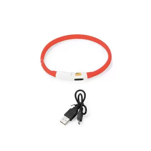 Obojek USB Visio Light LED nabíjecí 35cm červený KAR