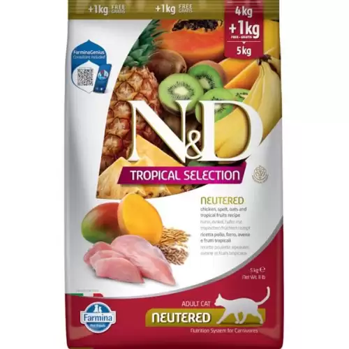  N&D TROPICAL SELECTION Cat LG Chicken Neutered Adult 4+1 kg